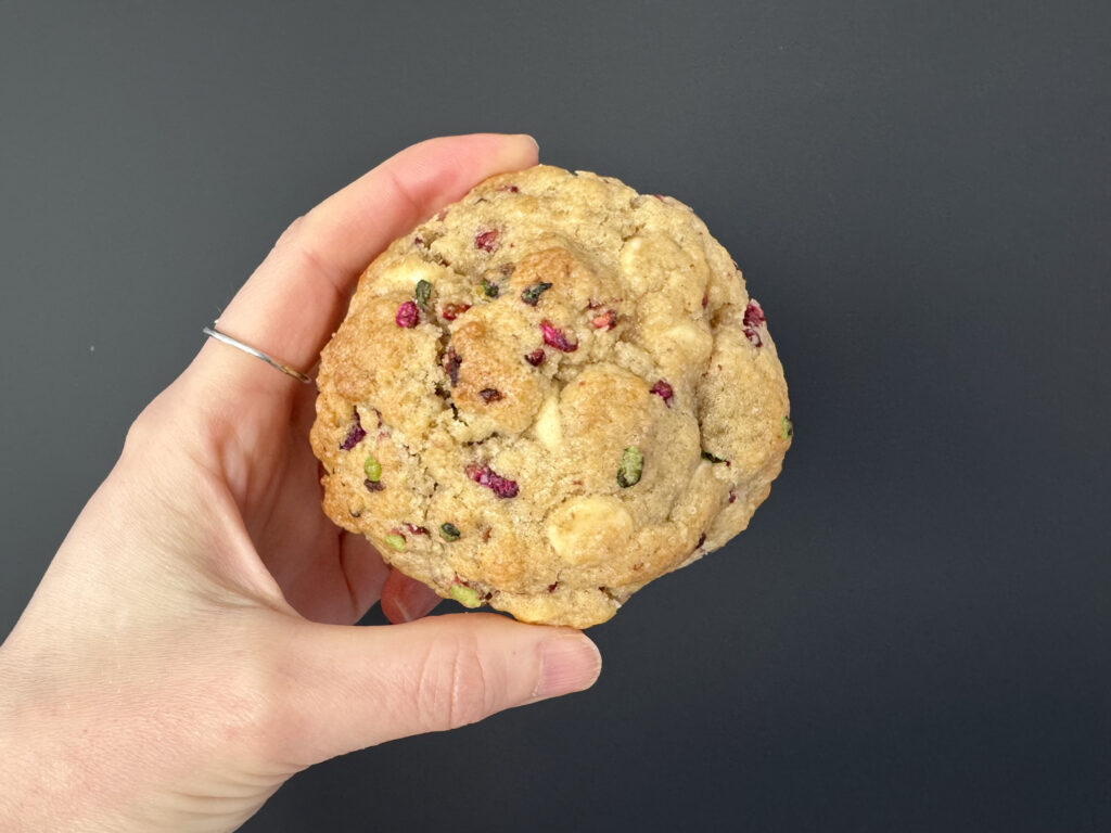 Pistasch framboos witte chocolade NY cookies